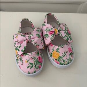 Janie and Jack Pink Floral Casual Dress Shoes Sneaker with Bow